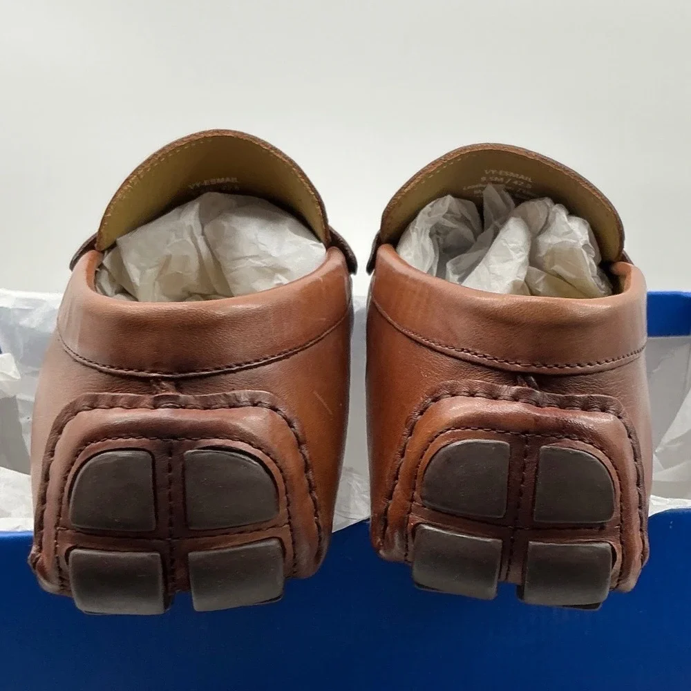Vince Camuto Esmar Mens Brown Leather Penny Loafer Driving Mocs VY-ESMAR 9.5M